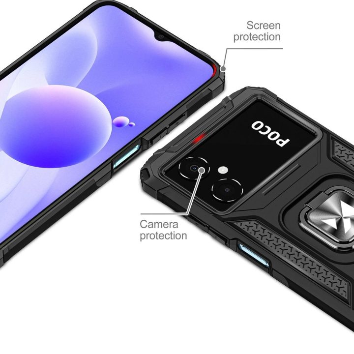 Ring Armor dėklas Samsung Galaxy A03 šarvuoto dangtelio magnetinis laikiklis žiedas juodas