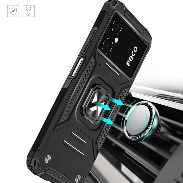 Ring Armor dėklas Samsung Galaxy A03 šarvuoto dangtelio magnetinis laikiklis žiedas juodas