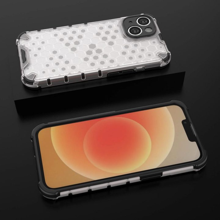 Korinis dėklas iPhone 14 šarvuotam hibridiniam dangteliui skaidrus