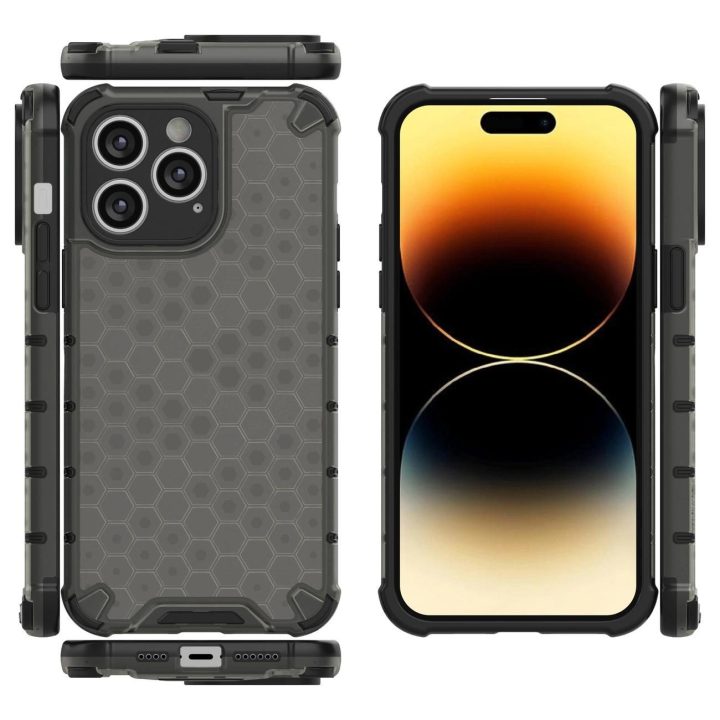Korinis dėklas iPhone 14 Pro Max šarvuotas hibridinis dangtelis juodas
