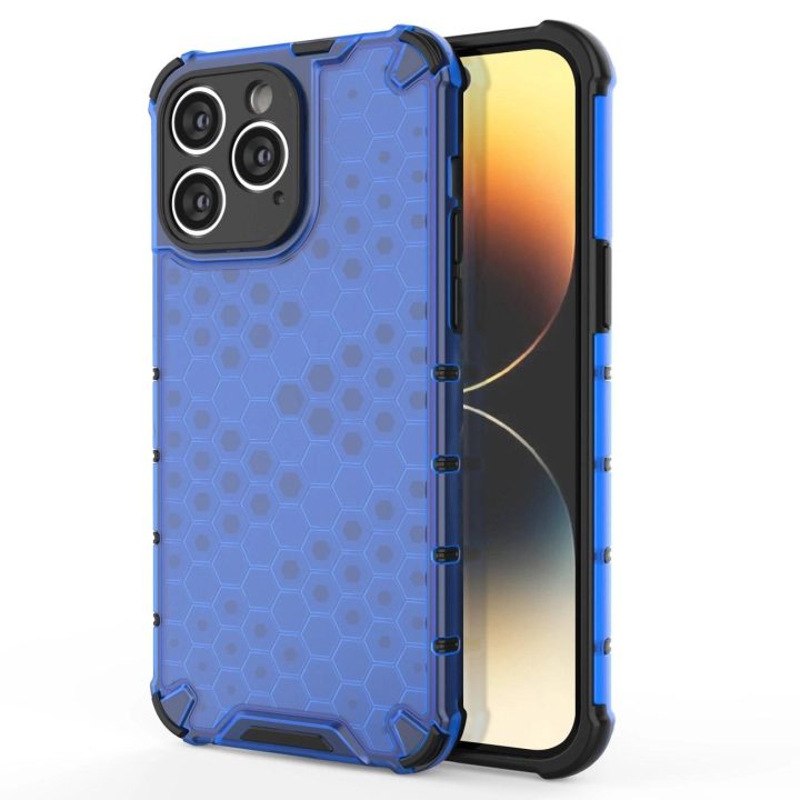 Korinis dėklas iPhone 14 Pro Max šarvuotajam hibridiniam dangteliui mėlynas