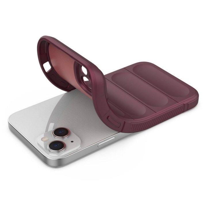 skirtas iPhone 14 Plus elastingas šarvuotas bordo spalvos dėklas