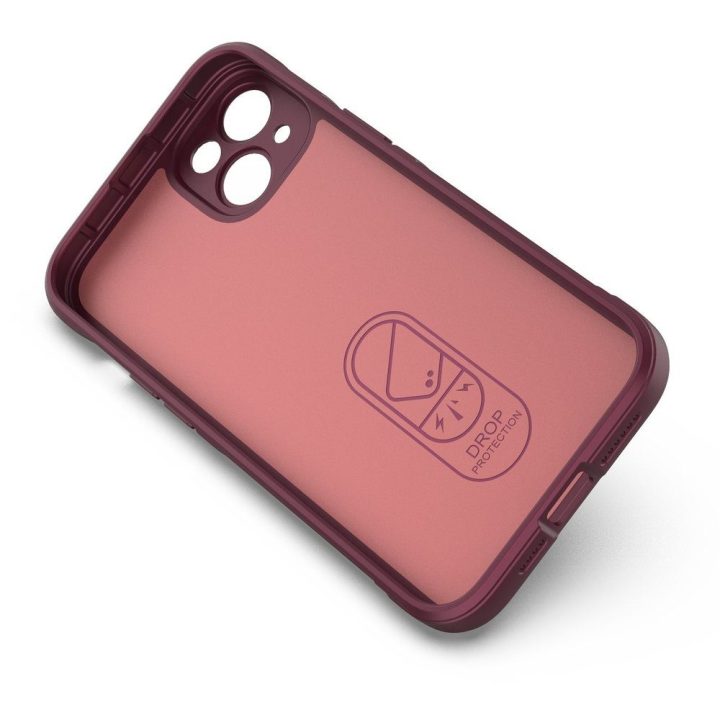 skirtas iPhone 14 Plus elastingas šarvuotas bordo spalvos dėklas