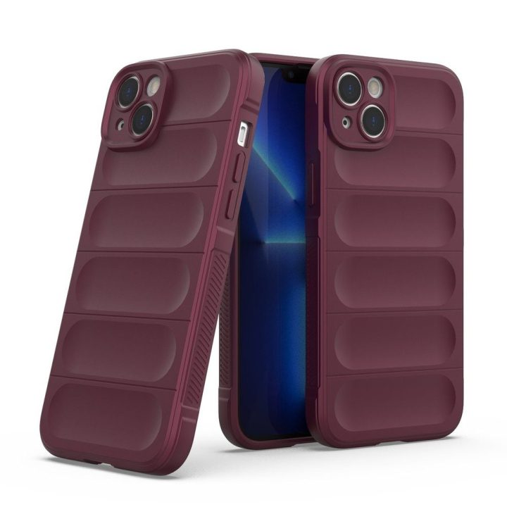 skirtas iPhone 14 Plus elastingas šarvuotas bordo spalvos dėklas