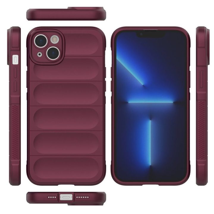 skirtas iPhone 14 Plus elastingas šarvuotas bordo spalvos dėklas