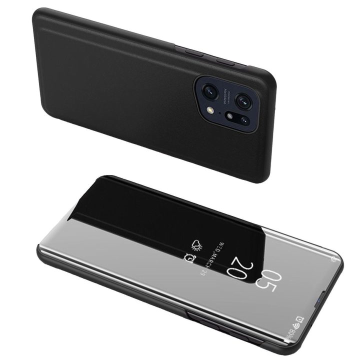 Clear View Case dangtelis skirtas Oppo Find X5 Pro dangtelis su juodu atvartu