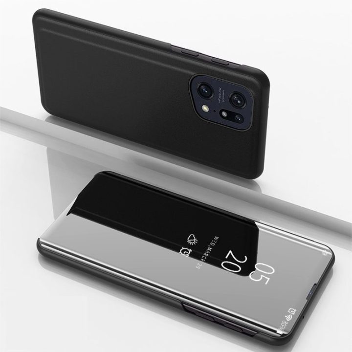 Clear View Case dangtelis skirtas Oppo Find X5 Pro dangtelis su juodu atvartu