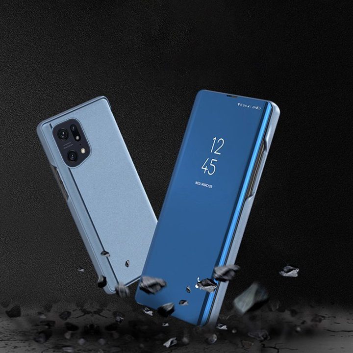 Clear View Case dangtelis skirtas Oppo Find X5 Pro dangtelis su juodu atvartu