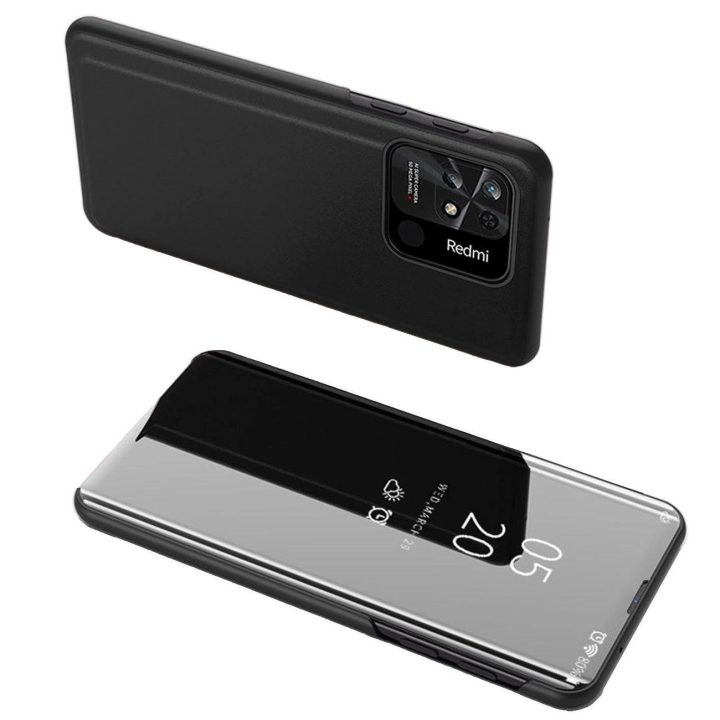 Clear View Case dangtelis skirtas Xiaomi Redmi 10C dangtelis su juodu atvartu