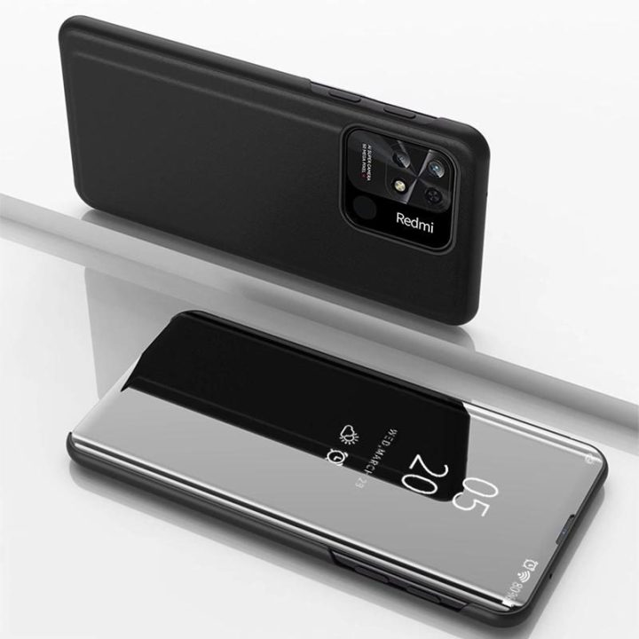 Clear View Case dangtelis skirtas Xiaomi Redmi 10C dangtelis su juodu atvartu