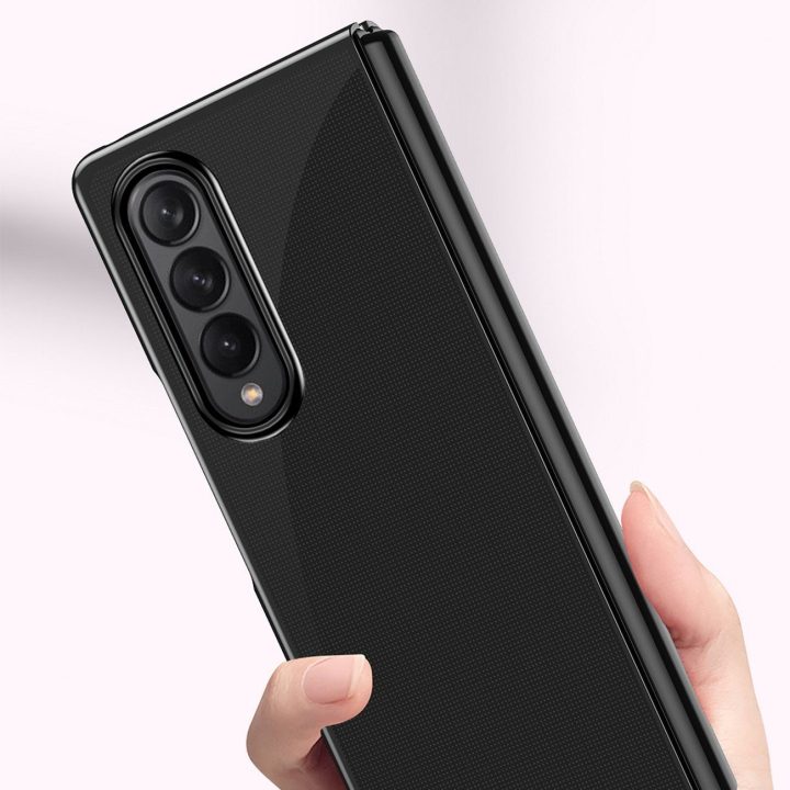 Plating Case dėklas, skirtas Samsung Galaxy Z Fold 4 dangteliui su metaliniu mėlynu rėmeliu