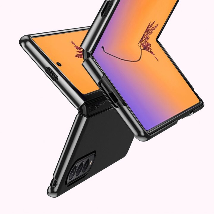 Plating Case dėklas, skirtas Samsung Galaxy Z Fold 4 dangteliui su metaliniu mėlynu rėmeliu