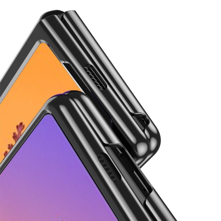 Plating Case dėklas, skirtas Samsung Galaxy Z Fold 4 dangteliui su metaliniu mėlynu rėmeliu