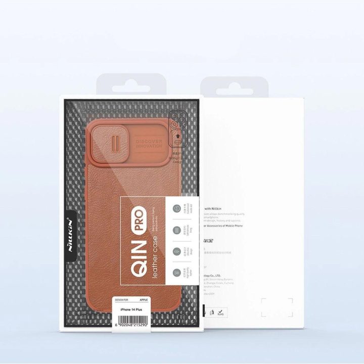 Nillkin Qin Pro odinis dėklas iPhone 14 Plus 6.7 2022 juodas