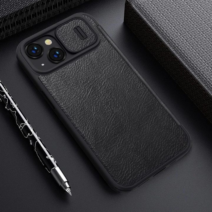 Nillkin Qin Pro odinis dėklas iPhone 14 Plus 6.7 2022 juodas