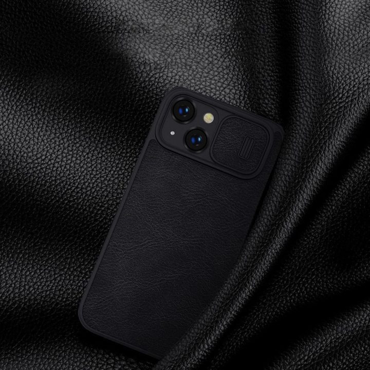 Nillkin Qin Pro odinis dėklas iPhone 14 Plus 6.7 2022 juodas