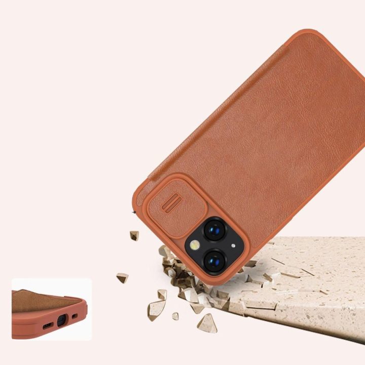 Nillkin Qin Pro odinis dėklas iPhone 14 Plus 6.7 2022 juodas