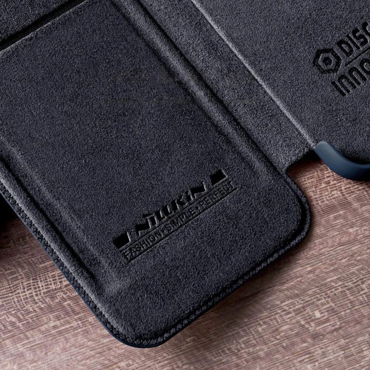 Nillkin Qin Pro odinis dėklas iPhone 14 Plus 6.7 2022 juodas