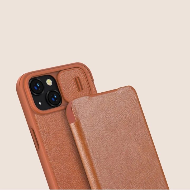 Nillkin Qin Pro odinis dėklas iPhone 14 Plus 6.7 2022 Brown