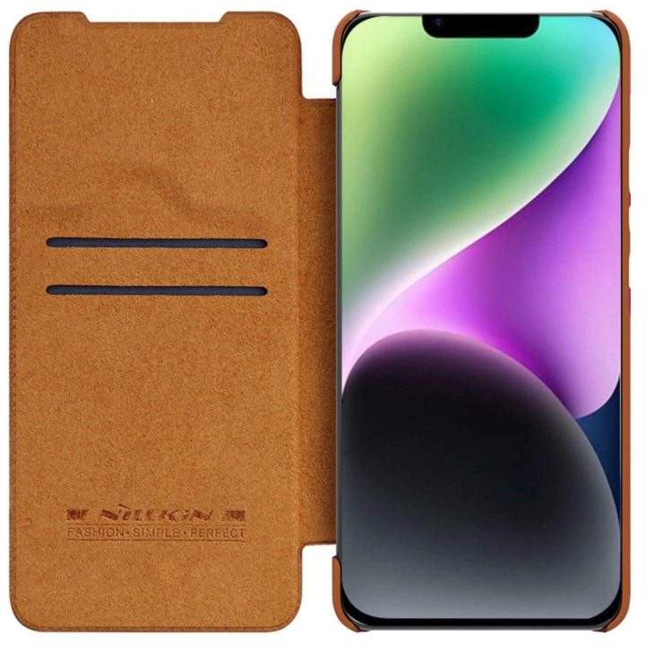 Nillkin Qin Pro odinis dėklas iPhone 14 Plus 6.7 2022 Brown