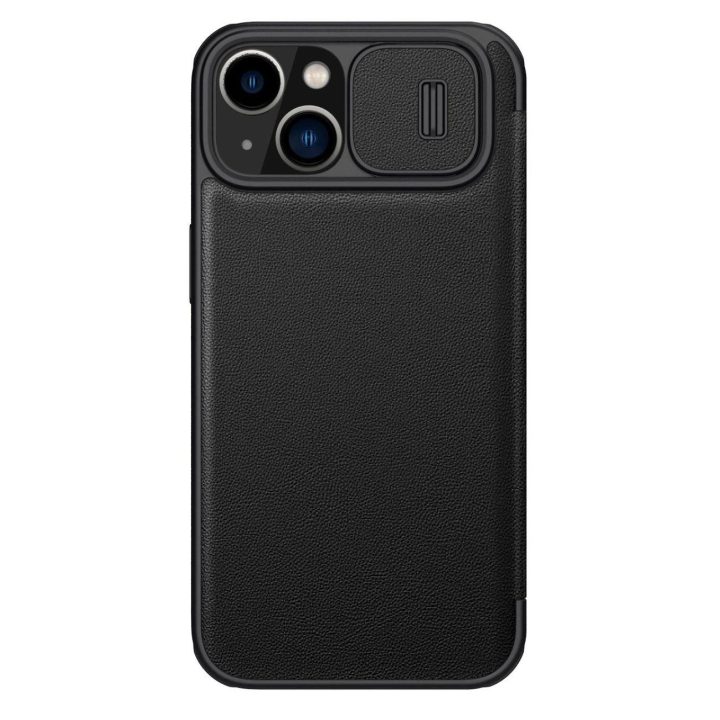 Nillkin Qin Pro odinis dėklas - paprastos odos iPhone 14 Plus 6.7 2022 Classic Black