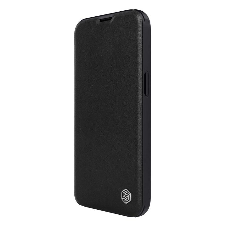 Nillkin Qin Pro odinis dėklas - paprastos odos iPhone 14 Plus 6.7 2022 Classic Black