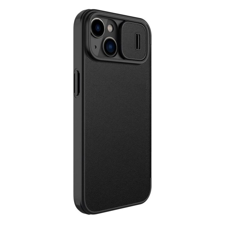 Nillkin Qin Pro odinis dėklas - paprastos odos iPhone 14 Plus 6.7 2022 Classic Black
