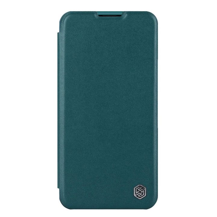 Nillkin Qin Pro odinis dėklas - paprastos odos iPhone 14 Plus 6.7 2022 Exuberant Green