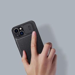 Nillkin Qin Cloth Pro“ dėklas, skirtas iPhone 14 Plus“ fotoaparato apsaugai, dėklo dangtelio dėklas, atverčiamas mėlynas