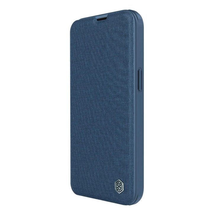 Nillkin Qin Cloth Pro“ dėklas, skirtas iPhone 14 Plus“ fotoaparato apsaugai, dėklo dangtelio dėklas, atverčiamas mėlynas