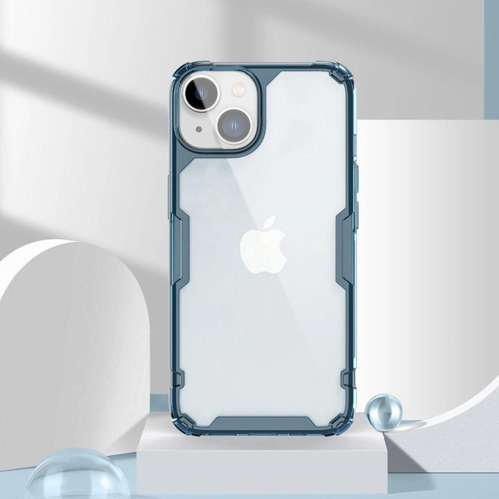 Nillkin Nature Pro dėklas iPhone 14 Plus šarvuotas dėklo dangtelis mėlynas