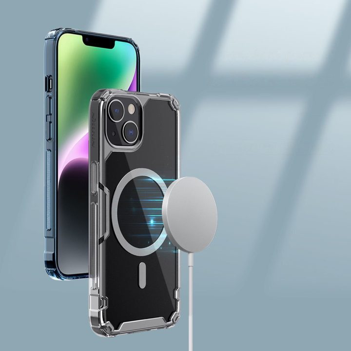 Nillkin Nature Pro magnetinis dėklas iPhone 14 Plus magnetinis MagSafe dangtelis mėlynas