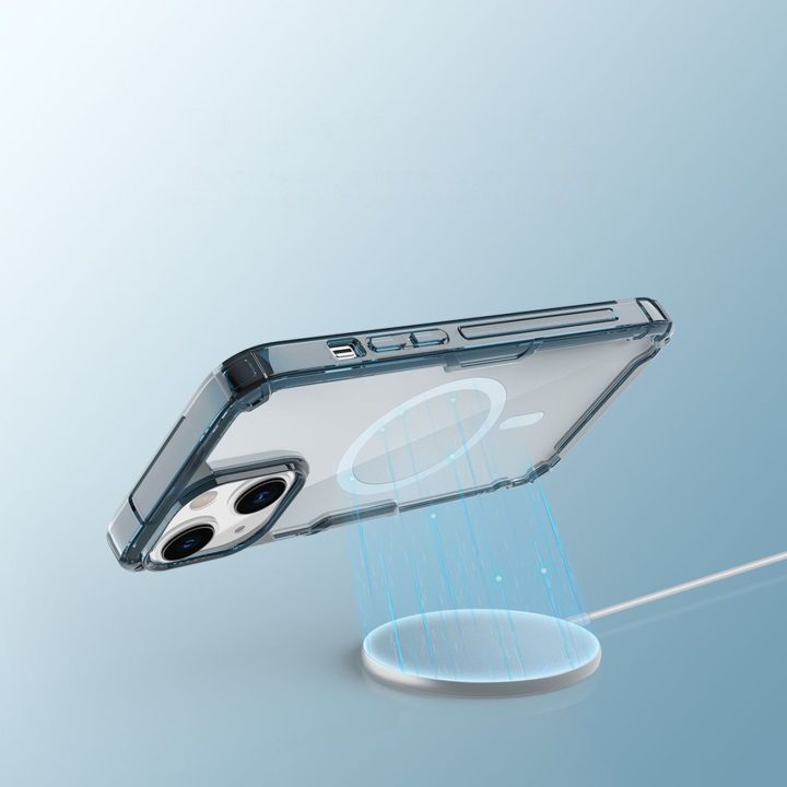 Nillkin Nature Pro magnetinis dėklas iPhone 14 Plus magnetinis MagSafe dangtelis mėlynas