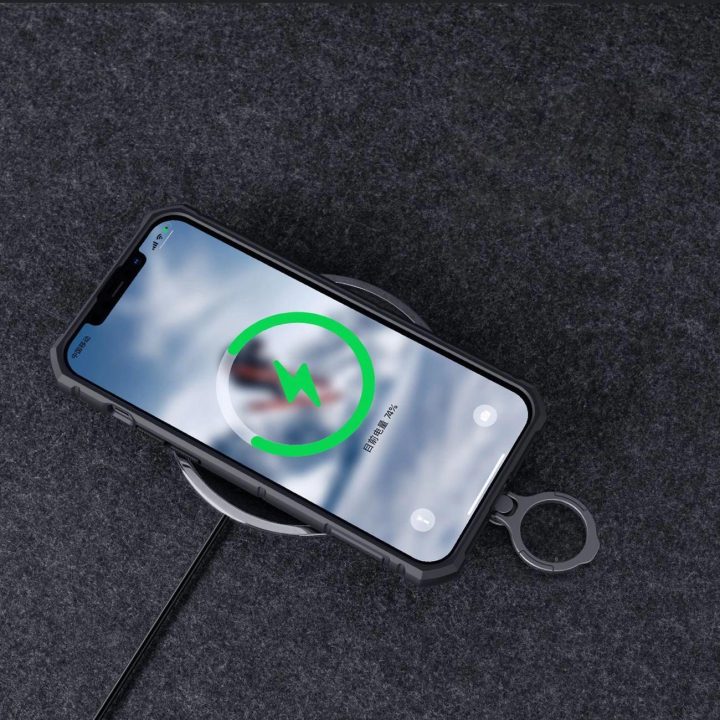 Nillkin CamShield Armor Pro dėklo dangtelis iPhone 14 Plus šarvų dangtelis su fotoaparato dangtelio žiedo stovu juodas