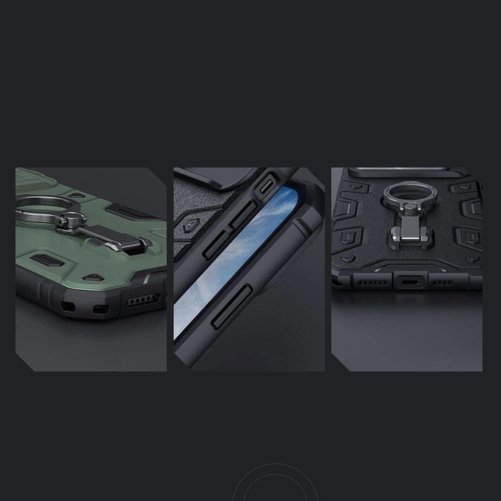 Nillkin CamShield Armor Pro magnetinis dėklas, skirtas iPhone 14 Plus MagSafe šarvuoto dangčio stovo žiedas juodas