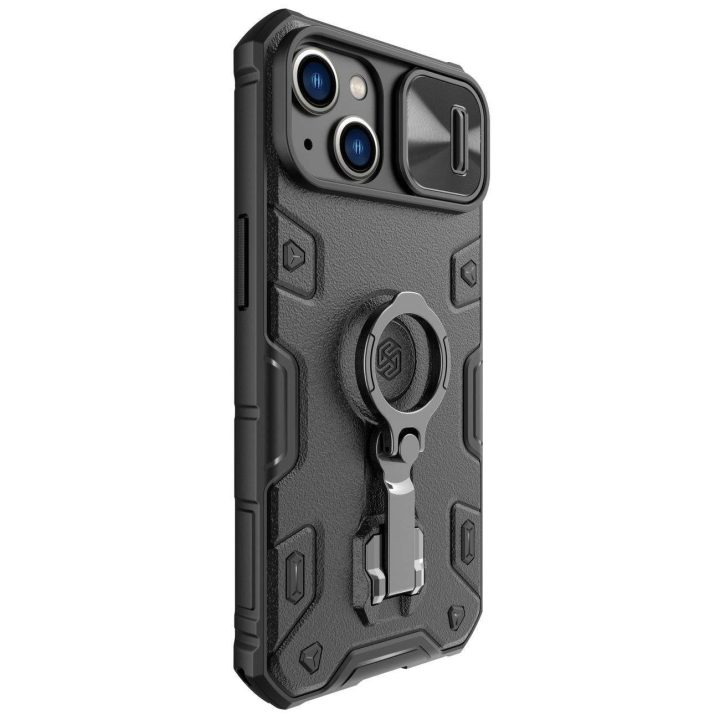 Nillkin CamShield Armor Pro magnetinis dėklas, skirtas iPhone 14 Plus MagSafe šarvuoto dangčio stovo žiedas juodas