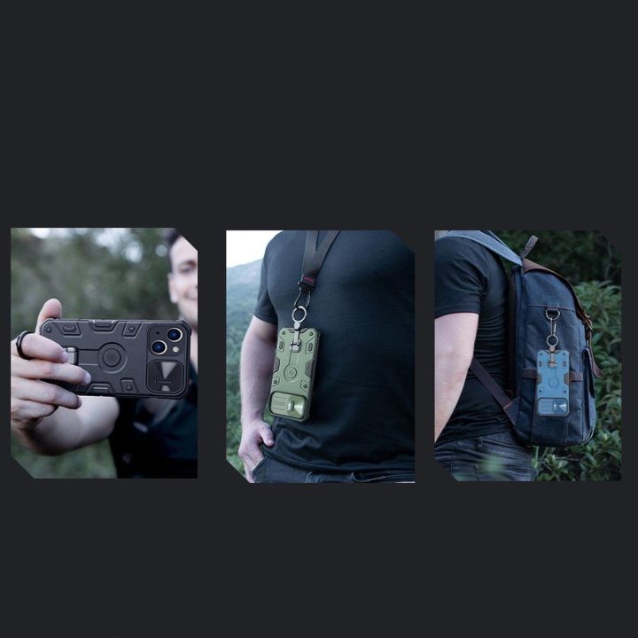 Nillkin CamShield Armor Pro magnetinis dėklas, skirtas iPhone 14 Plus MagSafe šarvuoto dangčio stovo žiedas juodas