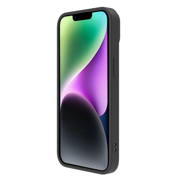 Nillkin CamShield magnetinis silikoninis dėklas iPhone 14 Plus magnetinis MagSafe dangtelis su fotoaparato dangteliu juodas