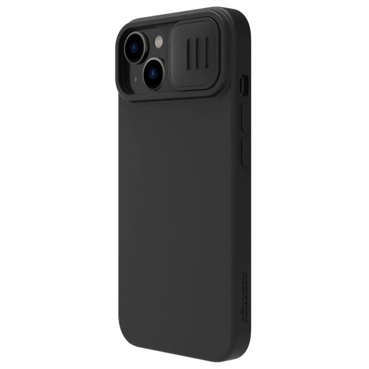 Nillkin CamShield Silky Silicone Case iPhone 14 Plus dangtelis su fotoaparato dangteliu juodas