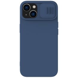 Nillkin CamShield Silky Silicone Case iPhone 14 Plus dangtelis su mėlynu fotoaparato dangteliu