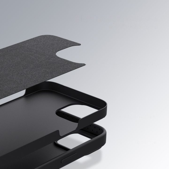 Nillkin CamShield Silky Silicone Case iPhone 14 Plus dangtelis su mėlynu fotoaparato dangteliu