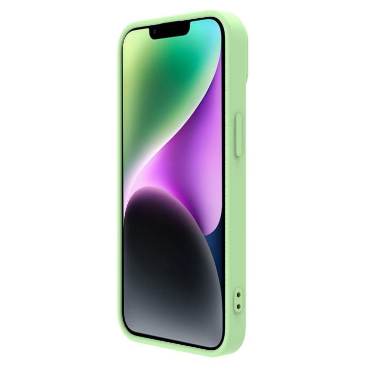 Nillkin CamShield Silky Silicone Case iPhone 14 Plus dangtelis su fotoaparato dangteliu žalias