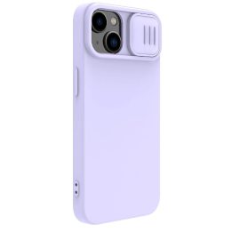 Nillkin CamShield Silky Silicone Case iPhone 14 Plus dėklas su fotoaparato dangteliu violetiniu