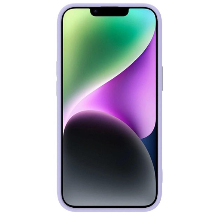 Nillkin CamShield Silky Silicone Case iPhone 14 Plus dėklas su fotoaparato dangteliu violetiniu