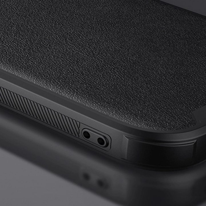 Nillkin CamShield Leather S Case iPhone 14 Plus dangtelis su mėlynu fotoaparato dangteliu