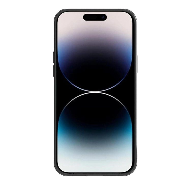 Nillkin Synthetic Fiber S Case iPhone 14 Pro su juodu fotoaparato dangteliu