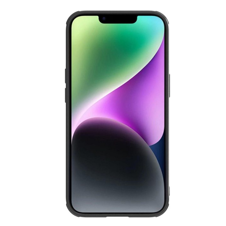 Nillkin Synthetic Fiber S Case iPhone 14 Plus su juodu fotoaparato dangteliu
