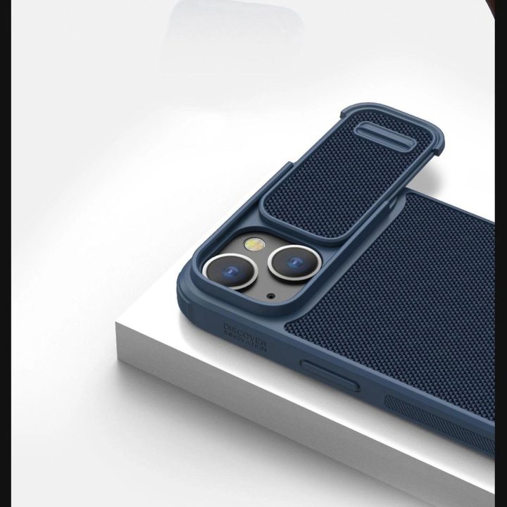Nillkin Textured S Case iPhone 14 šarvuotu dėklu su fotoaparato dangteliu juodu