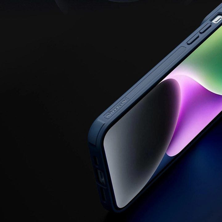 Nillkin Textured S Case iPhone 14 šarvuotu dėklu su fotoaparato dangteliu juodu
