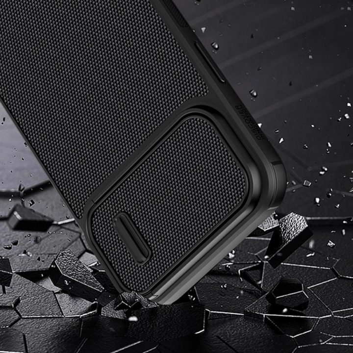 Nillkin Textured S Case iPhone 14 Plus šarvuotas dėklas su mėlynos spalvos kameros dangteliu